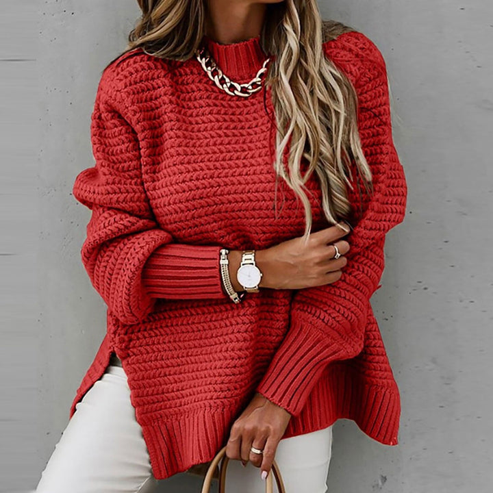 Casual dames pullover Vest Sofia, comfortabele herfsttrui met halfhoge hals.