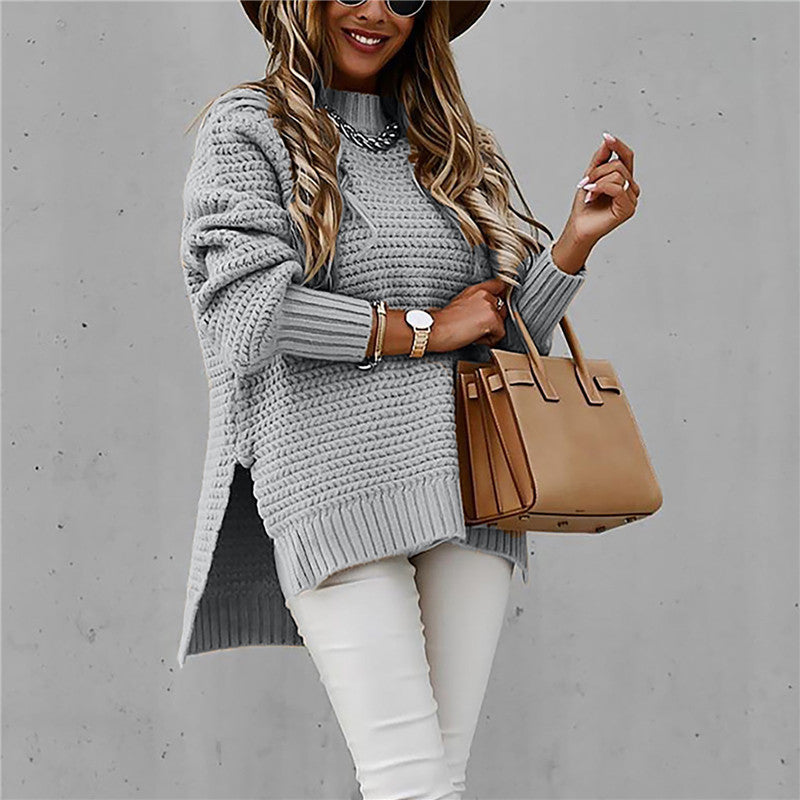 Warme dames pullover Vest Sofia, effen, met halfhoge hals voor koude dagen.
