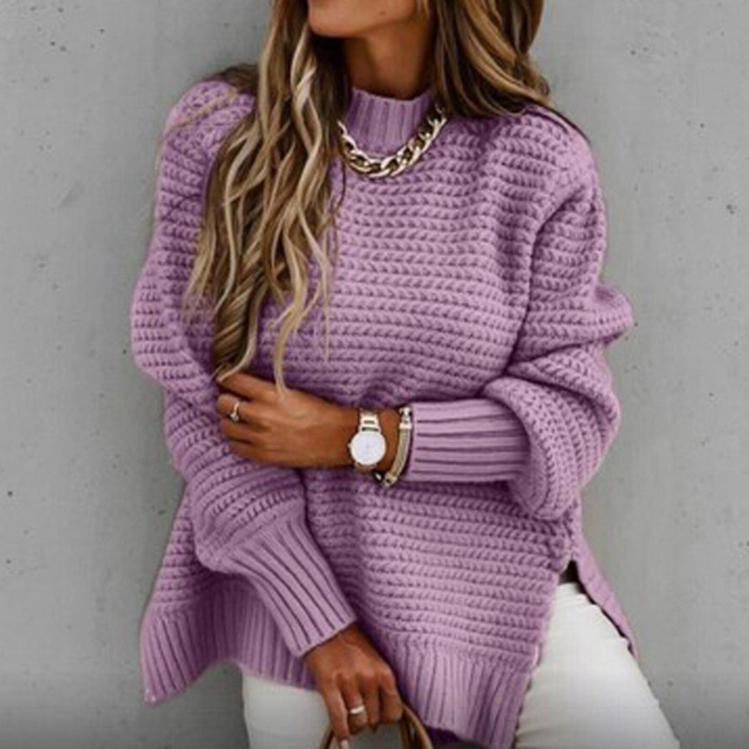 Dameskleding: elegante pullover met halfhoge hals, loose fit, ideaal voor herfst/winter.