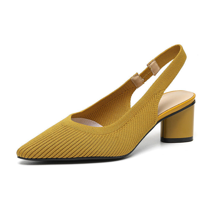 Dames slingback pumps met spitse neus, lage blokhak, comfortabel en elegant voor dagelijks gebruik.