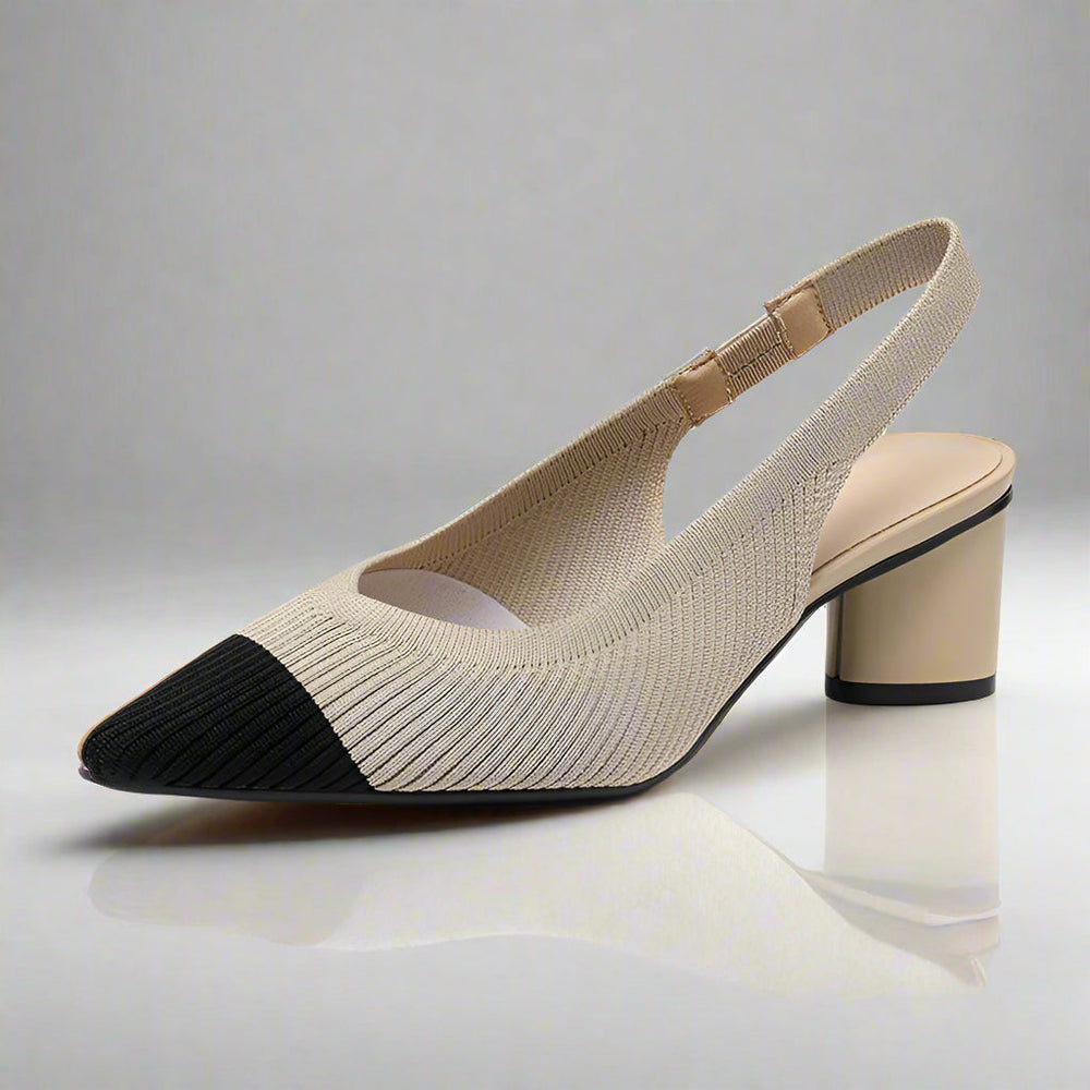 Comfortabele slingback pumps voor dames, met stijlvolle spitse neus en stabiele lage blokhak.