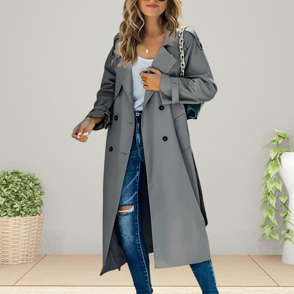 Modieuze dames trenchcoat Isabelle; een elegante jas voor elke gelegenheid in het tussenseizoen. Stijlvol en chic.