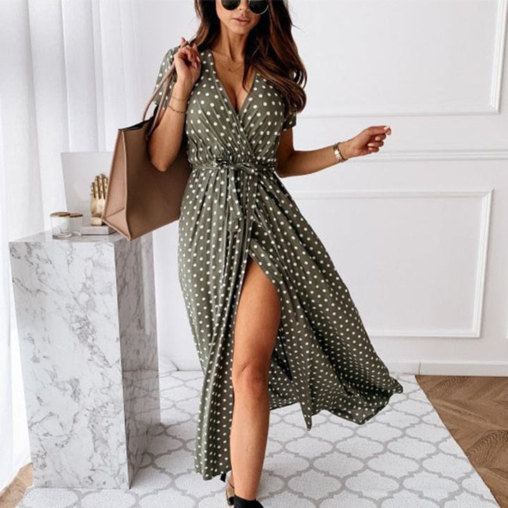 VeeDress™ splitjurk dames: elegante V-hals jurk, feestjurk en avondjurk. Modieuze kledingstuk.