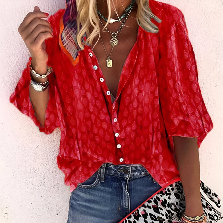 Casual elegante damesblouse, veelzijdig te combineren. Perfect als comfortabele top voor lente/zomer.