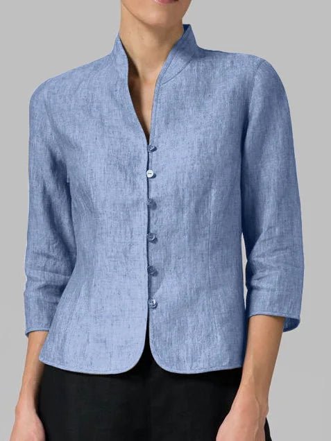 Elegante damesblouse met stijlvolle knoopsluiting en comfortabele 3/4 mouwen, perfect voor zakelijk.