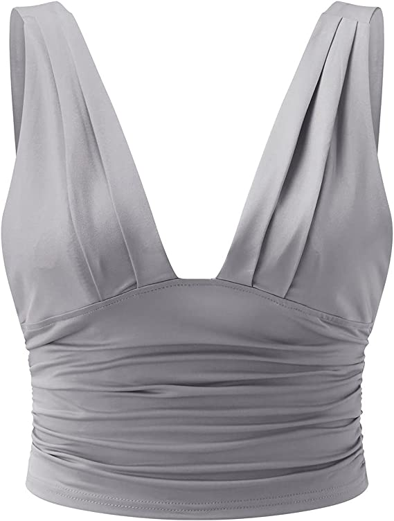 Chique dames top met verfijnde ruches langs de V-hals. Deze elegante mouwloze top is een must-have voor uw collectie.