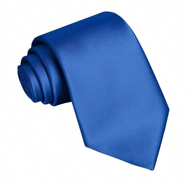 Stijlvolle effen blauwe stropdas voor mannen, perfect voor zakelijke en casual chic outfits.