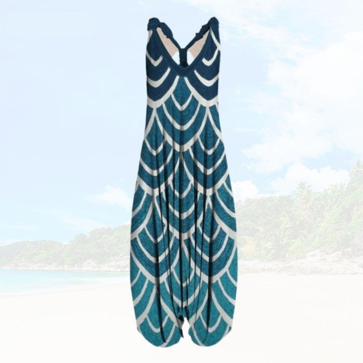 Elenya dames zomer jumpsuit met comfortabele losse pasvorm en modieuze wijde pijpen. Essentieel voor dameskleding.