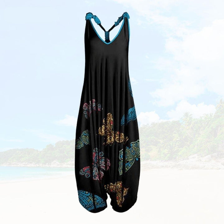 Plus size Elenya dames jumpsuit met losse pasvorm en wijde pijpen, comfortabel en modieus voor de zomer.