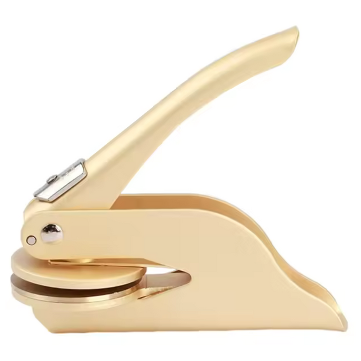 Elegante embossing stempel voor boeken en meer. Een creatief cadeau met vintage stijl.