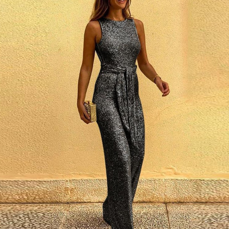 Zwarte RachelJimpsuit dames jumpsuit met hoge taille, ideaal als avondkleding of zakelijke mode.