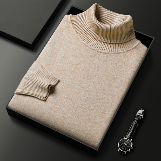 Elegante heren coltrui in neutrale tint, ademend materiaal, perfecte pasvorm, geschikt voor zakelijk en casual gebruik.