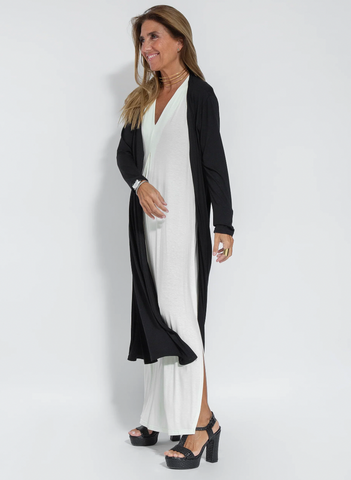 "Elegante Kate Set met lange jurk en stijlvolle weste, dameskleding, in diverse kleuren voor comfort en vrouwelijkheid."