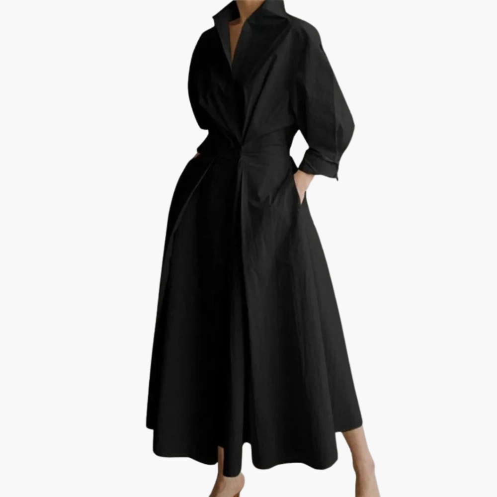 Modieuze groene maxi shirtjurk voor dames, met knoopsluiting en verstelbaar tailleaccent.