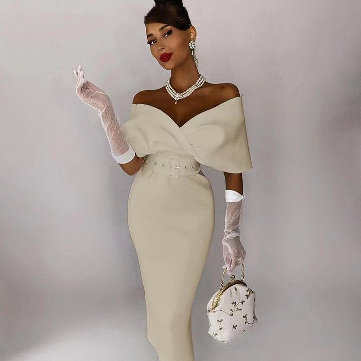 Elegante ShellysDress off-shoulder avondjurk voor dames. Perfecte feestjurk, stijlvol en veelzijdig.