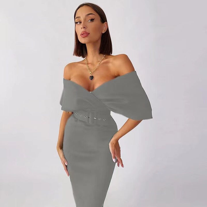 Luxe dames off-shoulder jurk, elegante avondjurk ideaal voor feestjes of een stijlvolle zomerlook.