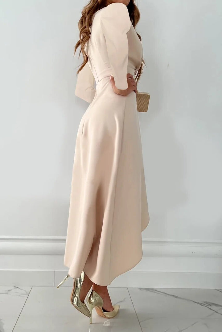 Dames elegante V-hals jurk, ideaal voor feesten en avondjes uit. Een tijdloze toevoeging aan elke garderobe.