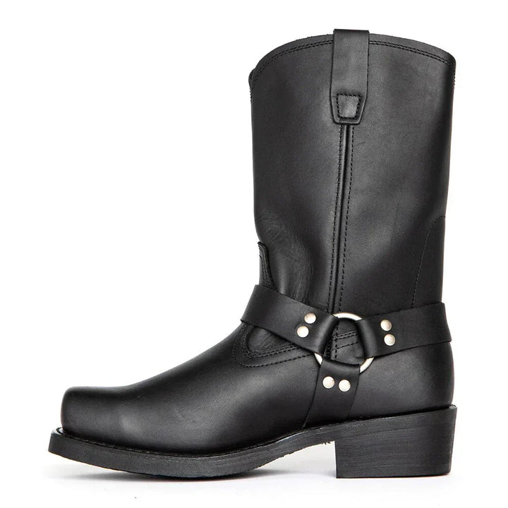 "Elegante, waterdichte cowboylaarzen voor heren met hoge schacht en vierkante hak, ideaal voor alle gelegenheden."