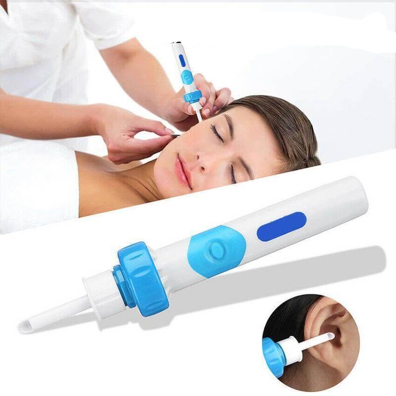 Complete set elektrische oorreiniger met diverse opzetstukken voor optimale persoonlijke oorverzorging.