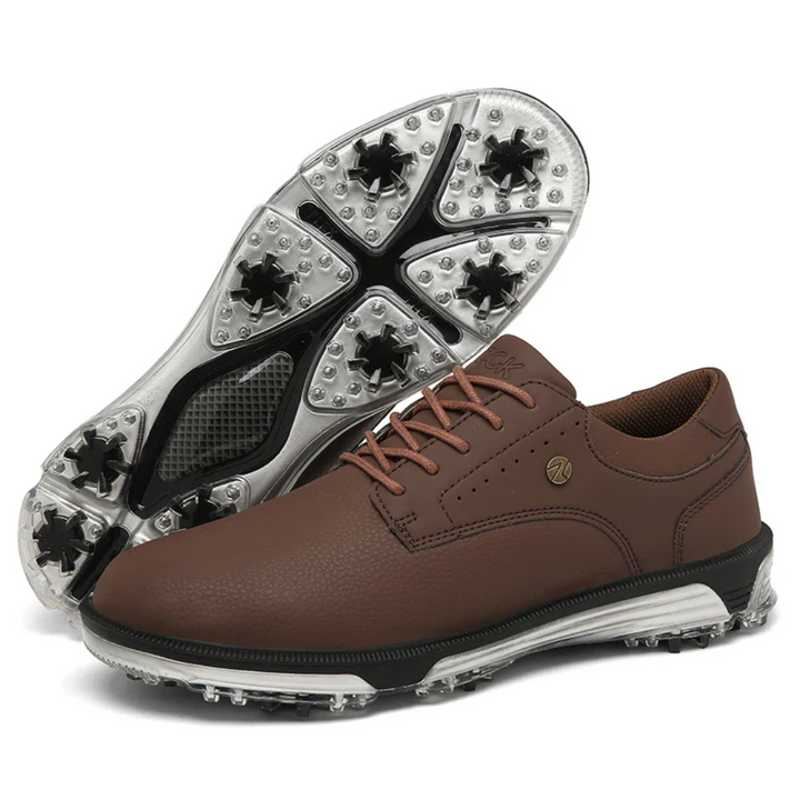 Detail van de zool van de Elston heren golfschoenen, toont waterdichte technologie en superieure grip voor golf.