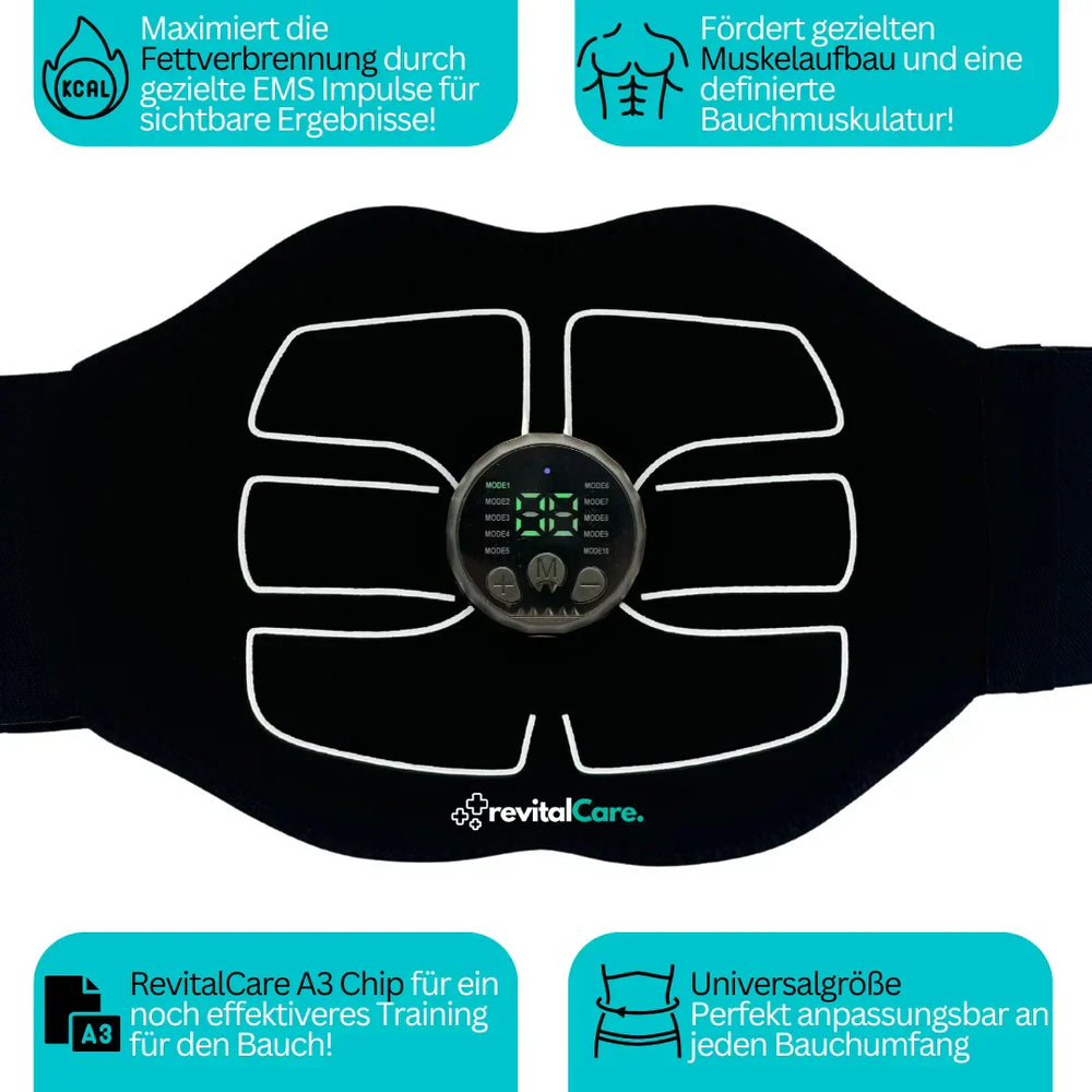 De CorePulse elektrische EMS buiktrainer in actie, gericht op vetverbranding en core training.