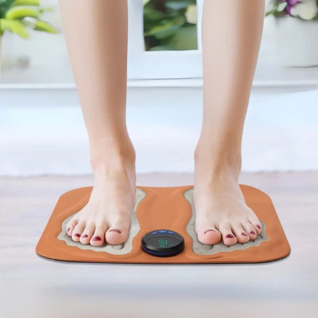 EMS Voetmassagemat voor ontspannende elektrische spierstimulatie van de voeten, ideaal voor thuisgebruik.