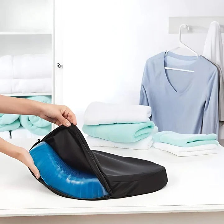 Gelkussen dat rugpijn en staartbeenpijn effectief verlicht. Ergonomisch design voor revalidatie en dagelijks comfort.