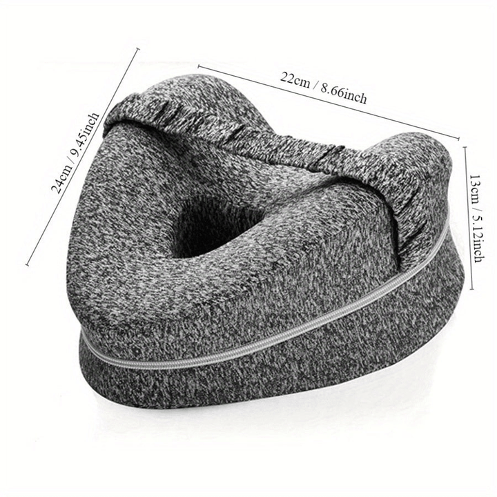 Ergonomisch memory foam kniekussen, wit, voor zijslapers; verlicht gewrichtspijn en bevordert rug- en heupuitlijning.