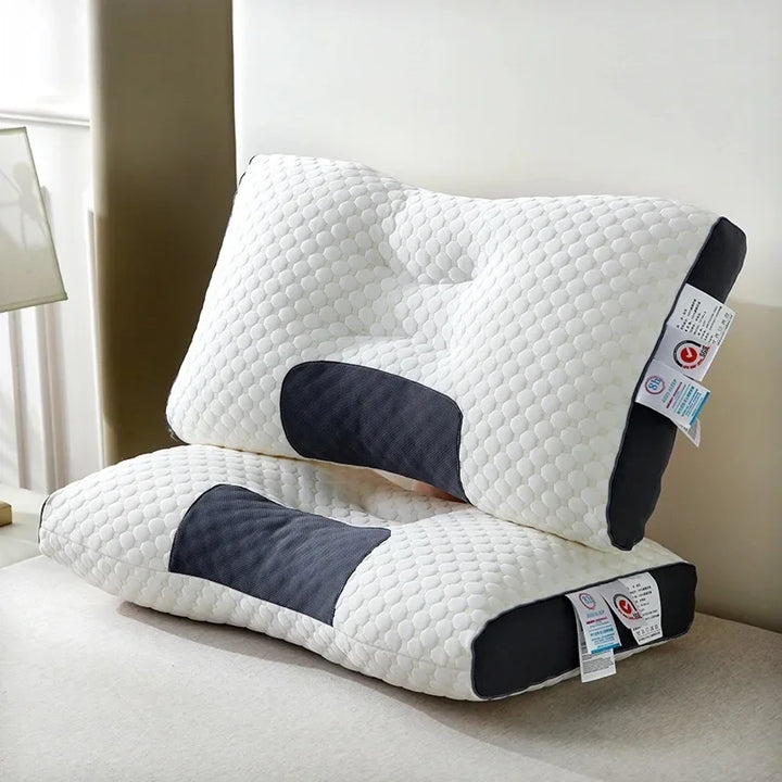 Ergonomisch SereniNeck hoofdkussen met superieure nekondersteuning voor optimaal slaapcomfort en minder nekpijn.