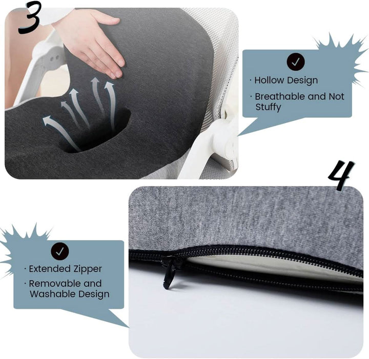 Wasbaar geheugenfoam zitkussen; duurzaam en hygiënisch, perfect voor dagelijks ergonomisch zitcomfort.