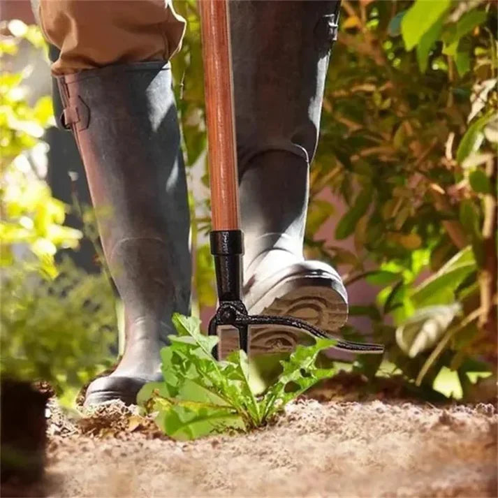Robuuste schep-worteltrekker voor grondig onkruid verwijderen. Onmisbaar handgereedschap voor elke tuinier.