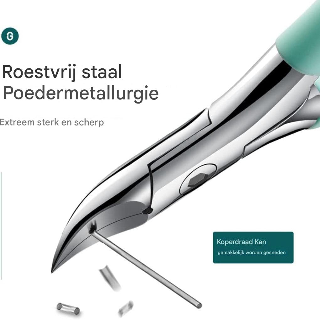 Comfortabele teennagelknipper voor senioren, met lange grip voor precisie en comfort bij voetverzorging.