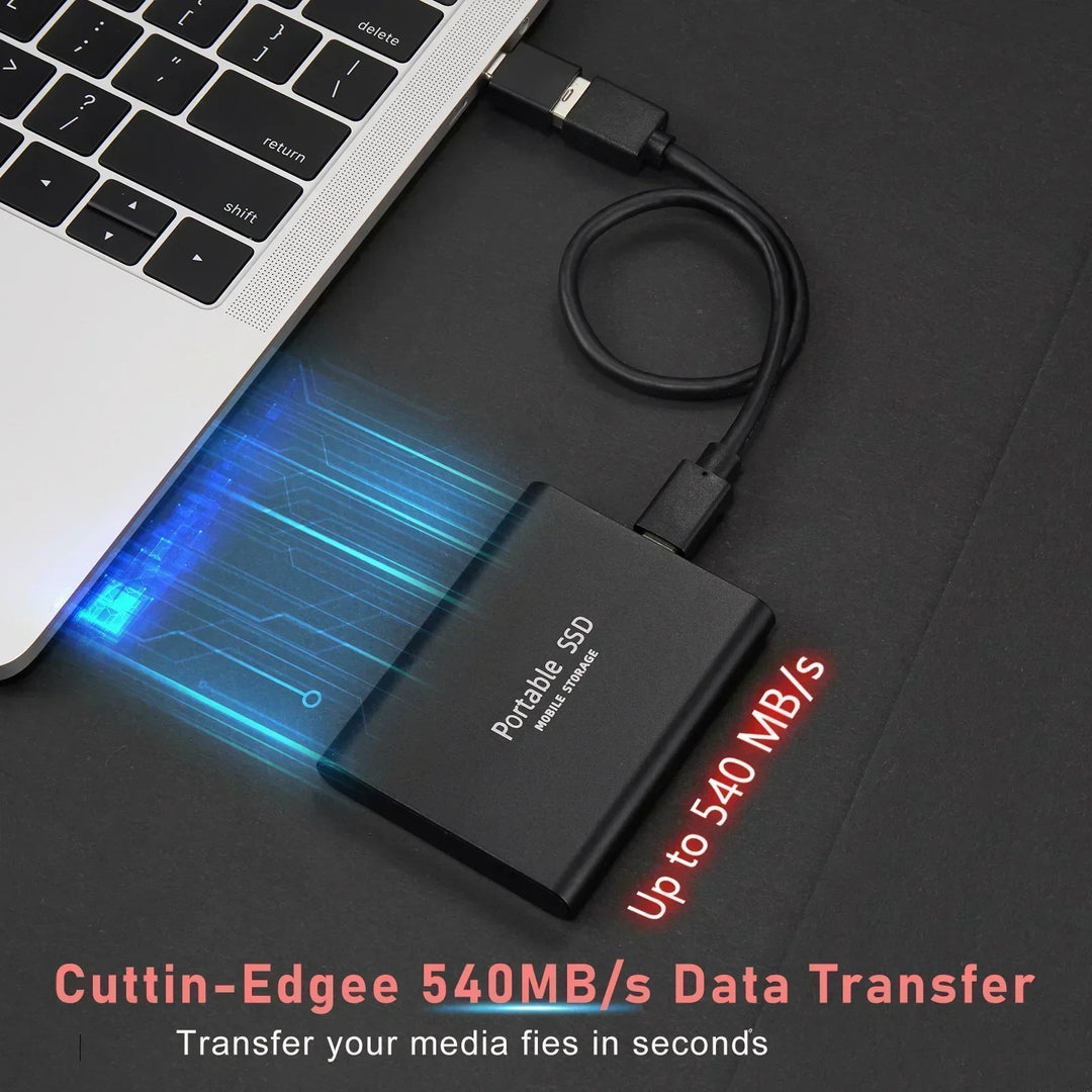 Compacte SSD Schijf 2TB: Lichtgewicht en draagbaar, perfect voor onderweg. Snelle prestaties via USB 3.1 Type-C.