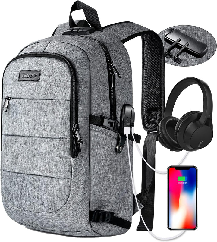 Extra grote antidiefstal rugzak met laptopvak en handige USB-poort voor onderweg.