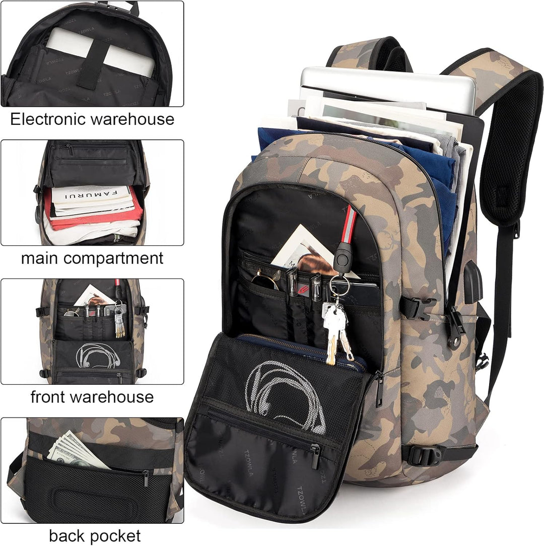 Antidiefstal laptoprugzak (30-50L) voor reizen, werk, met USB-poort en veel vakken.