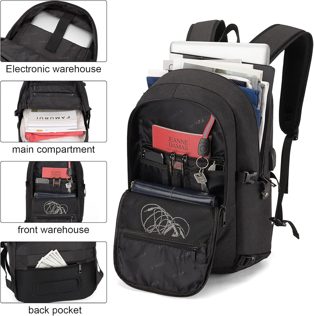Extra grote anti-diefstal rugzak met USB-poort, ideaal voor school, werk en vrije tijd.
