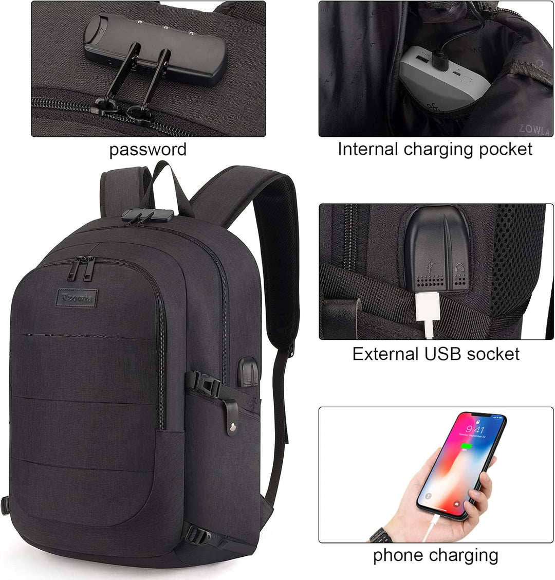 Multifunctionele unisex rugzak met grote capaciteit, USB-poort en antidiefstal functies.