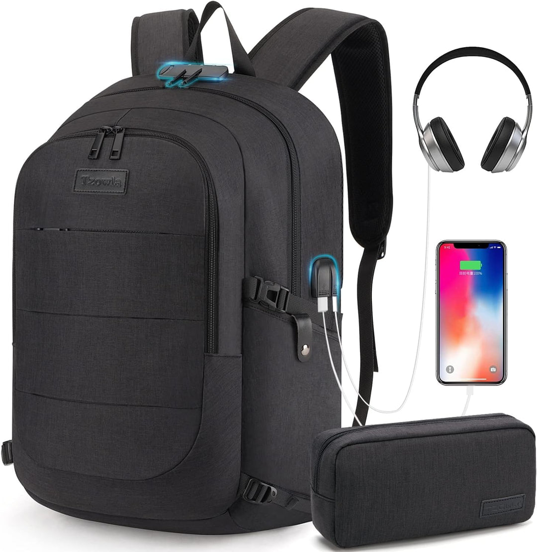 Reisvriendelijke rugzak met 30-50L volume, laptopcompartiment en USB-laadpoort.