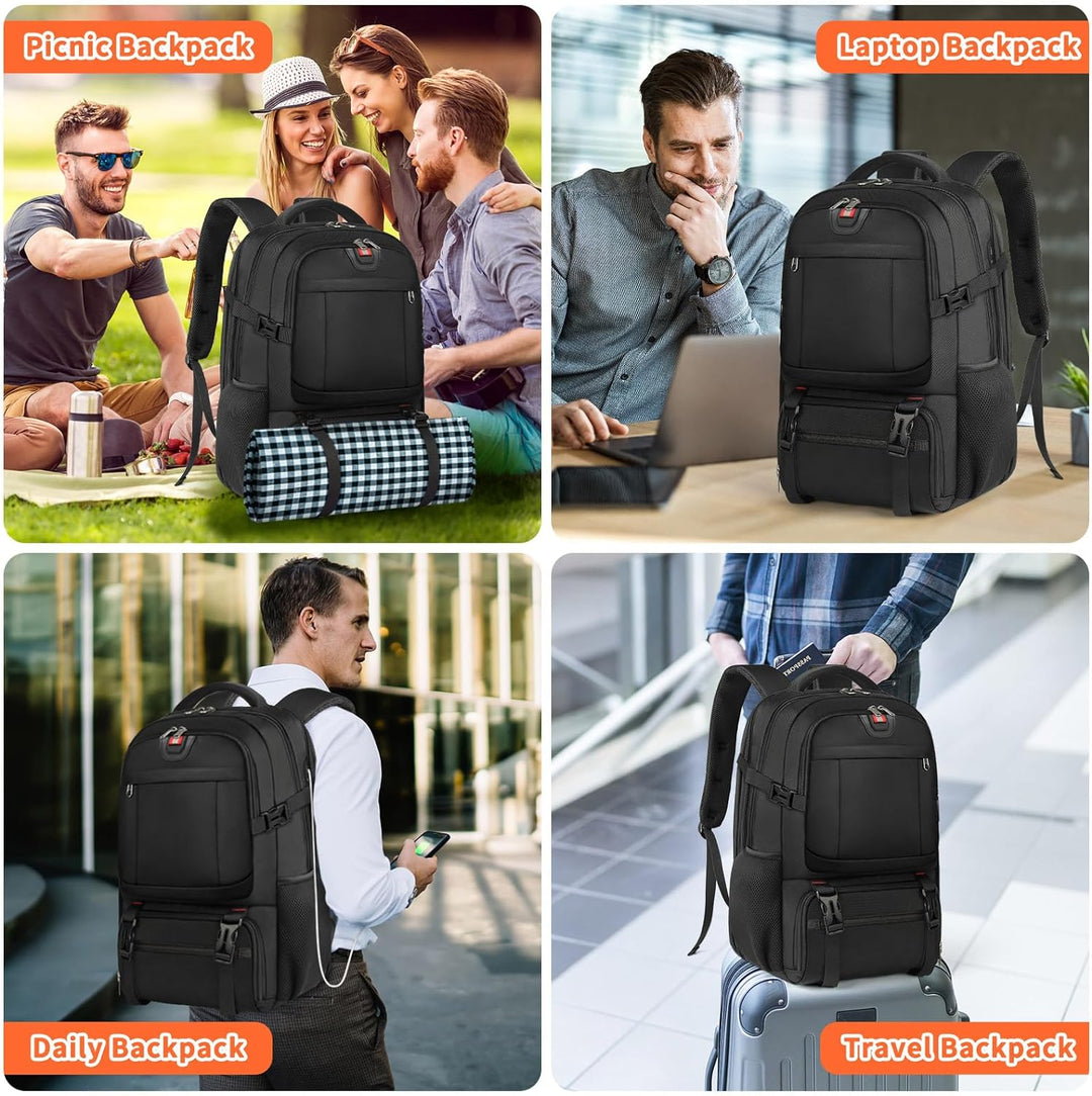 Antidiefstal reisrugzak met geïntegreerde USB-poort, speciaal voor laptop & lunch. Veilig & comfortabel.