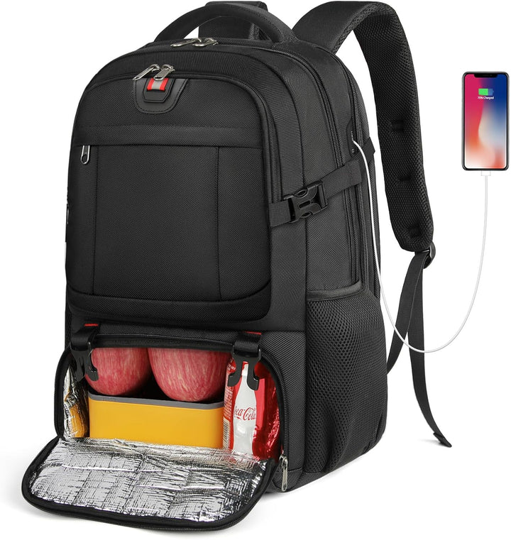 Extra grote rugzak voor reizen, werk of school; combineert laptoprugzak, lunchtas en USB-poort.