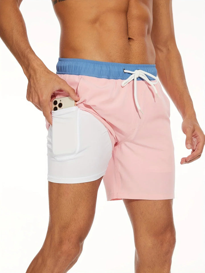 Heren sneldrogende zwembroek van ademend polyester met comfortabele pasvorm, ideaal voor zomer en strand.