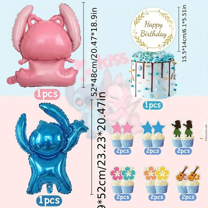 Kleurrijke Lilo en Stitch ballonnen voor een vrolijk kinderfeest en verjaardagsset versiering