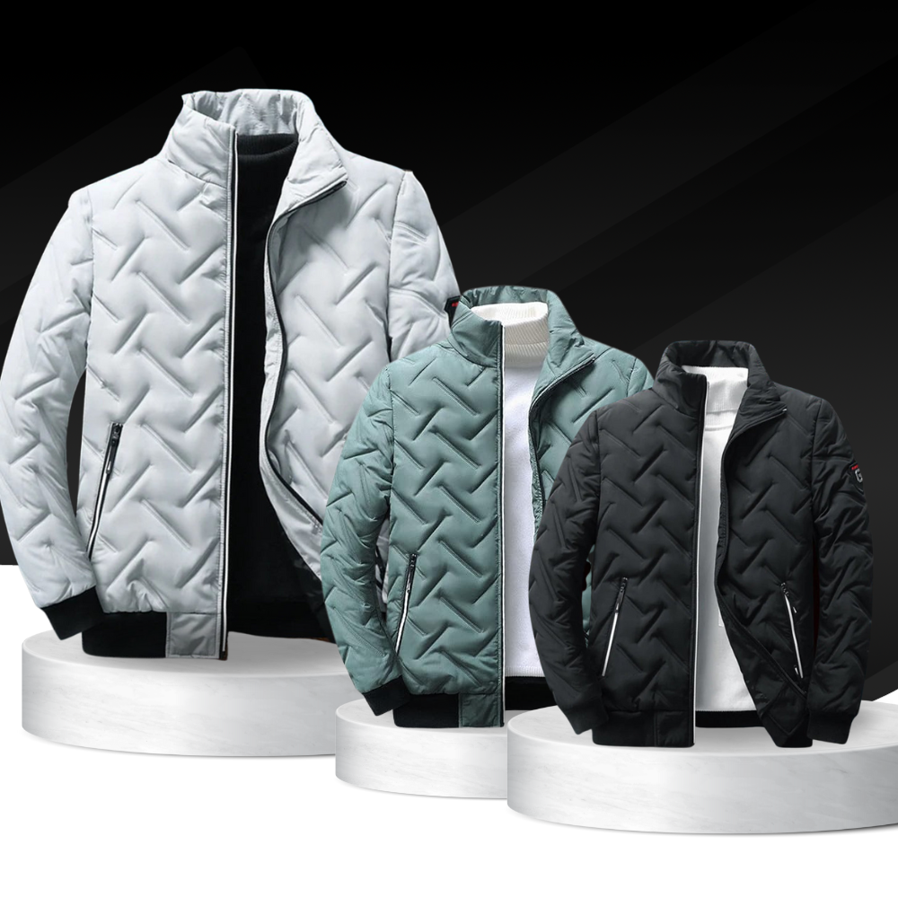 Modieus gewatteerd herenjack, bomberjack-stijl met rits, perfect voor dagelijks gebruik.