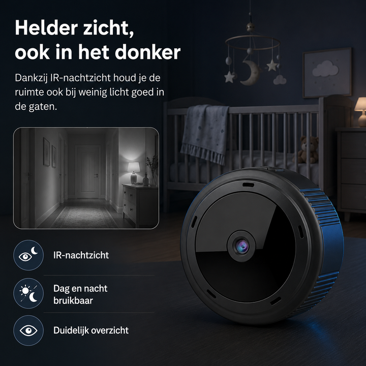 Huisbeveiligingscamera 1080P HD met bewegingsdetectie, binnencamera voor extra veiligheid.