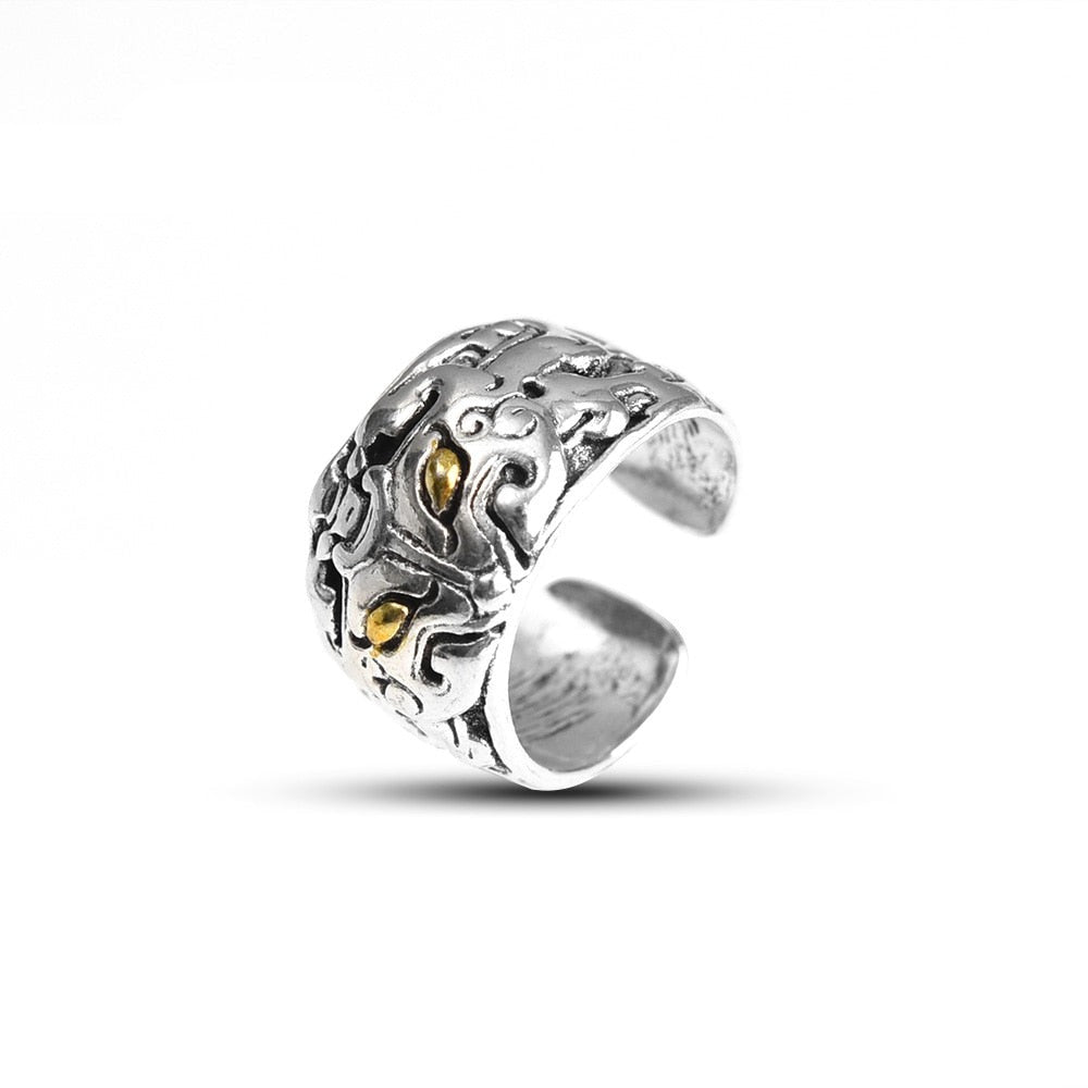 Retro Feng Shui geluksring van metaal, brengt voorspoed en rijkdom. Mystieke talisman.