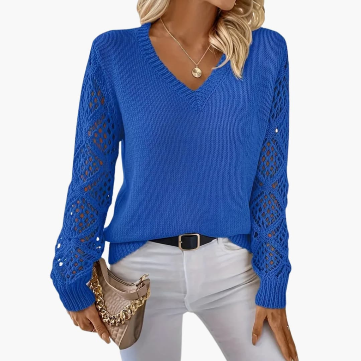 Moderne dames gebreide trui met V-hals, lange mouwen en regular fit voor dagelijks comfort.