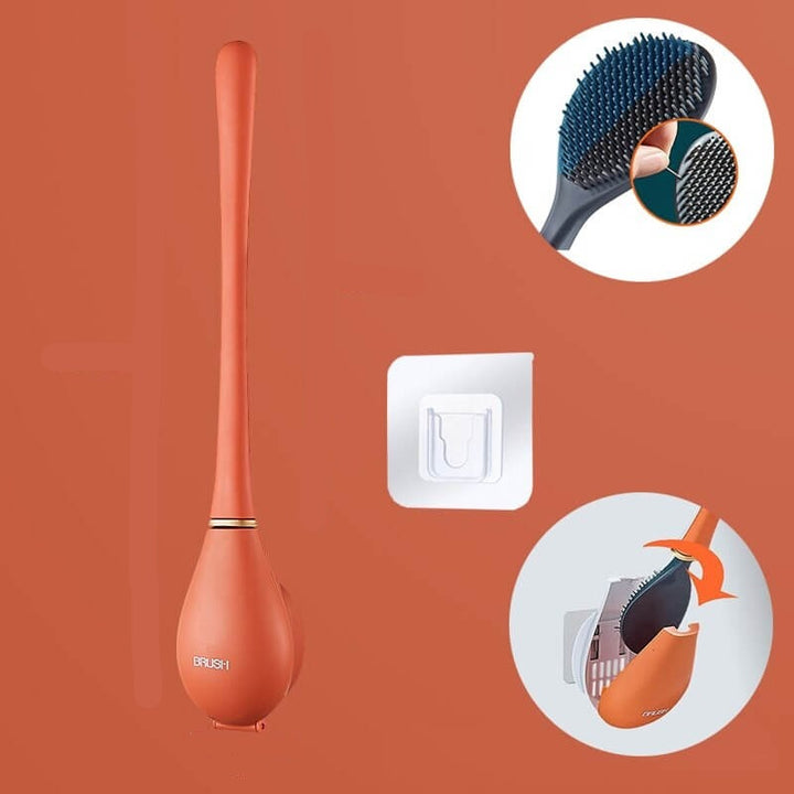 TPR siliconen toiletborstel met flexibele kop. Ideaal voor schone badkamers; eenvoudig wand te monteren.