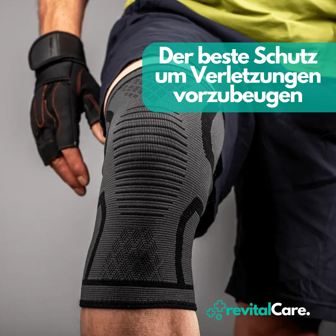Unisex kniebandage FlexiKnee Pro, biedt comfortabele compressie en ondersteuning.