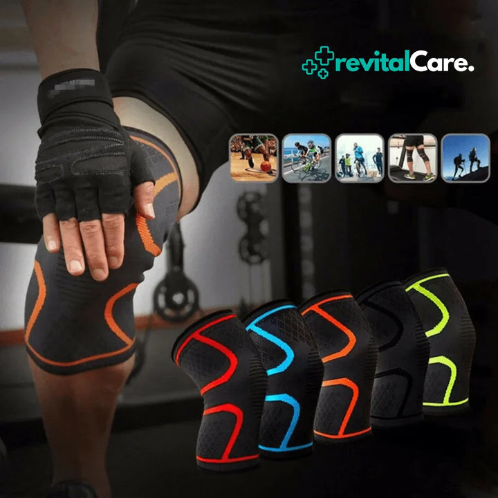 Orthopedische kniebandage FlexiKnee Pro, helpt bij herstel van sportblessures en biedt kniesteun.