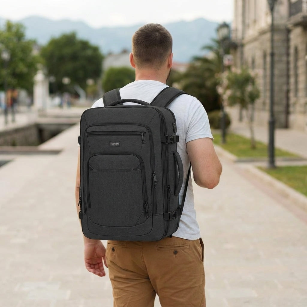 FlightFold unisex reisrugzak, waterbestendig en uitbreidbaar. Ideaal als zakenrugzak en handbagage.